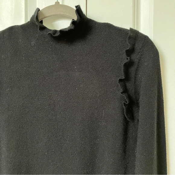 hr2  Holt Renfrew Black Soft Stretch Knit Ruffle Dress - Picture 6 of 8